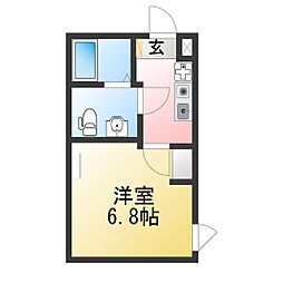 FORTWARABI 1Kの間取図画像