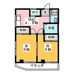 新和ハイツ 2DKの間取図画像