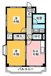 キャッスル北沢上青木 2DKの間取図画像