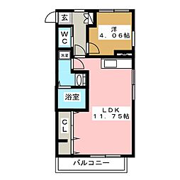 ヴィラ・エーデルワイス 1LDKの間取図画像
