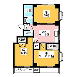 第2平田マンション 3DKの間取図画像