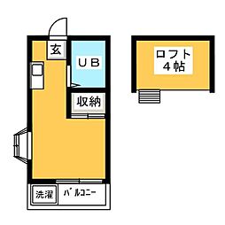 ラスール・イナ2 ワンルームの間取図画像