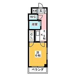 蕨ヒルズZ 1Kの間取図画像