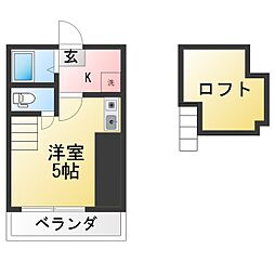 レオパレスブルースカイ 1Kの間取図画像