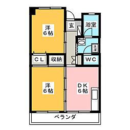 吉川ビル 2DKの間取図画像