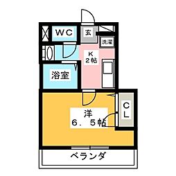 アイワヒルズ 1Kの間取図画像