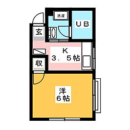 シャルムカトー 1Kの間取図画像