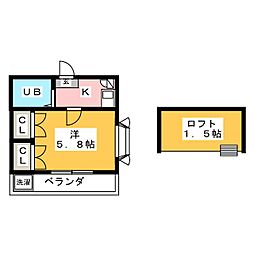 レオパレス川口第30 1Kの間取図画像