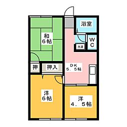 H・I・Tハイツ 3DKの間取図画像