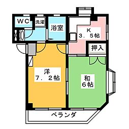 コーラル・ハイツ 2Kの間取図画像
