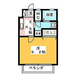 第3平田マンション 1Kの間取図画像