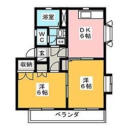ルーヴル 2DKの間取図画像