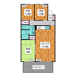 ロイヤルハイツ谷原 3階3LDKの間取り