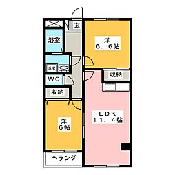 ブラウンキャッスル 2LDKの間取図画像
