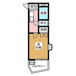 メゾンサンホーム 1Kの間取図画像