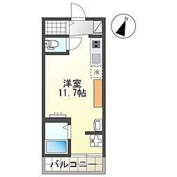 スライヴ 2階ワンルームの間取り