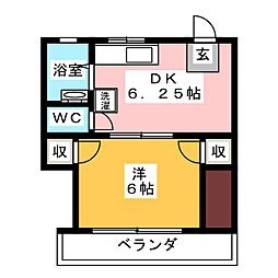 ヒカリハイツ 3階1DKの間取り