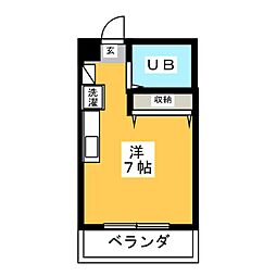 野島マンション2 ワンルームの間取図画像