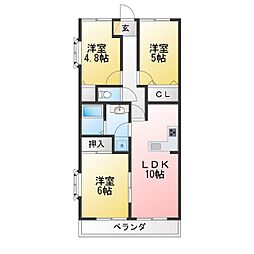 サニープレスキャッスルA 3LDKの間取図画像