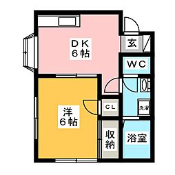 第2グリーンハイツ 1DKの間取図画像