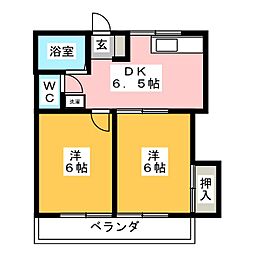 コーポ山下 2DKの間取図画像