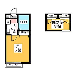 コーポエトワール 1Kの間取図画像