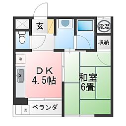 第二唐松ハイツリー 1DKの間取図画像