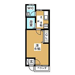 ティフラワー5号館 1Kの間取図画像