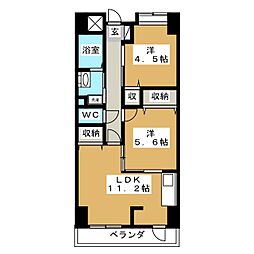 オークレスト東堀切 2LDKの間取図画像