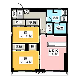 ツインコート高砂 2LDKの間取図画像