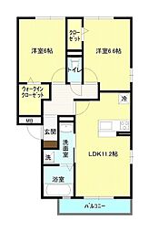アンクレージュせんげん台 2LDKの間取図画像