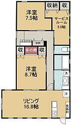クレールアビタシオン 1階2SLDKの間取り