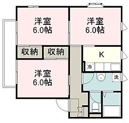 メゾン志藤B 3Kの間取図画像