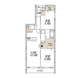 ダンケ 2LDKの間取図画像
