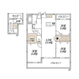 ダンケ 3LDKの間取図画像