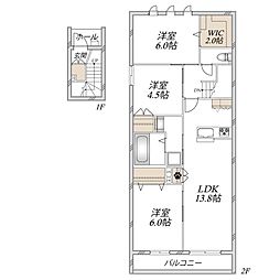 ダンケ 3LDKの間取図画像