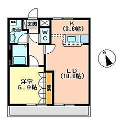 メープルコート 1LDKの間取図画像