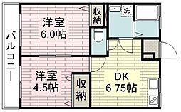 新宿マンション 2DKの間取図画像