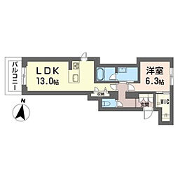 サティス・ヴィータ 1LDKの間取図画像