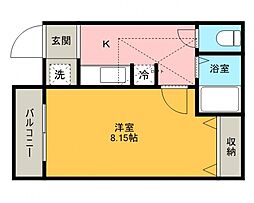 アイル富士見 1Kの間取図画像