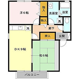 ロイヤルガーデンMB棟 2DKの間取図画像