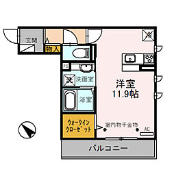 プラシード ワンルームの間取図画像