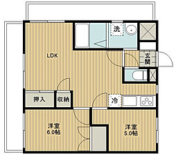 ヨーコーハイツ 2LDKの間取図画像