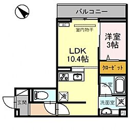 D-Sereno東田町 1LDKの間取図画像