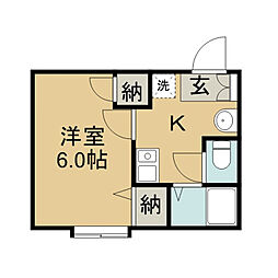 エマーユ新河岸 1Kの間取図画像
