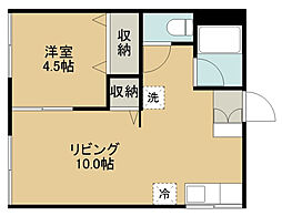コーポ岸町 1LDKの間取図画像