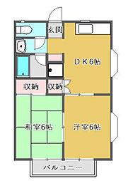 ベルロード 2DKの間取図画像