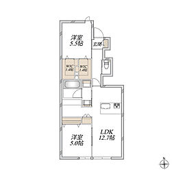 (仮称)川越市的場メゾン 2LDKの間取図画像