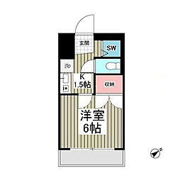 アミティY 1Kの間取図画像