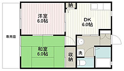 ベルデハイム 2DKの間取図画像